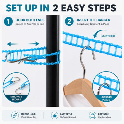3 Roll Portable Clothesline – 196.85 Inch Adjustable Laundry Line, Windproof & Non-Slip⛺