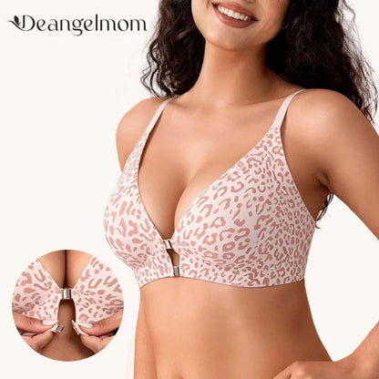 Women's Front Closure Elasticity Bralette, Easy On & Off, Light Support, Deep V-Neck Racerback 👙