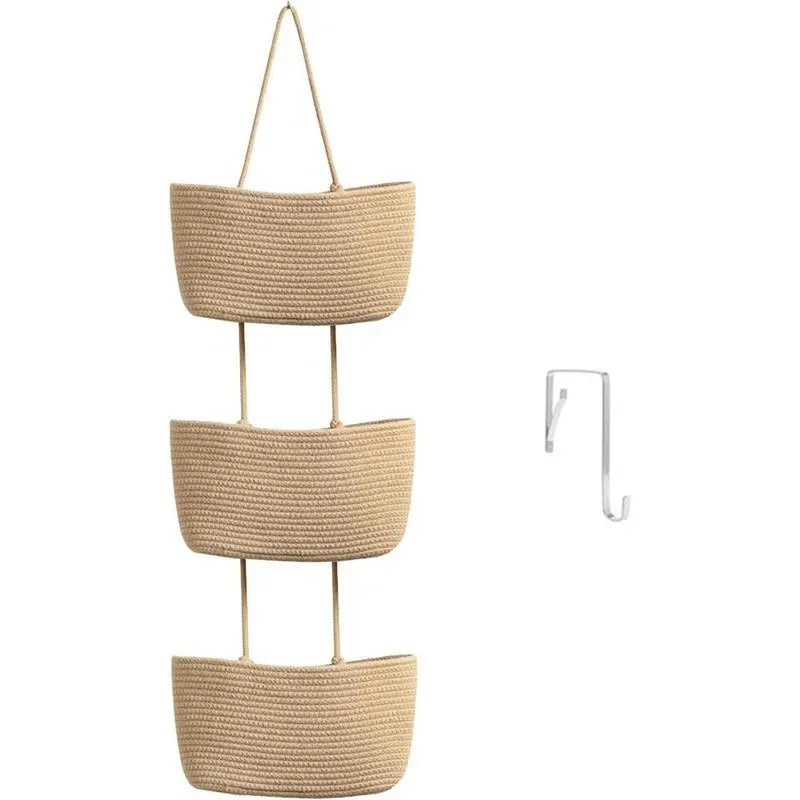 Woven cotton 3-Tier Over the Door Basket🧺