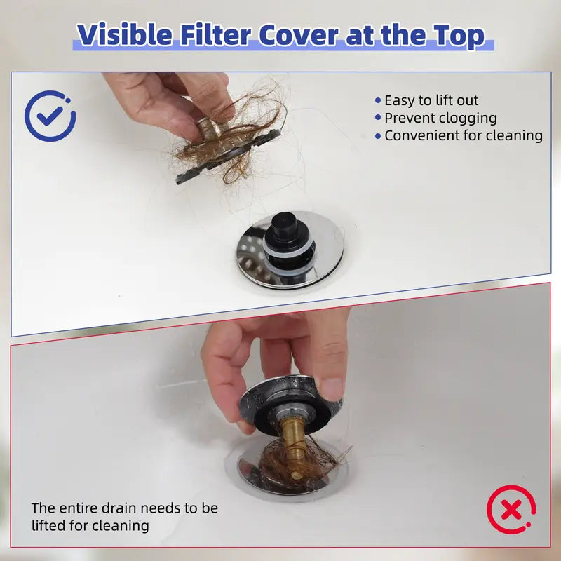 3-in-1 Pop-up Sink Stopper - 1 Pack Chrome🚿