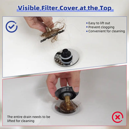 3-in-1 Pop-up Sink Stopper - 1 Pack Chrome🚿
