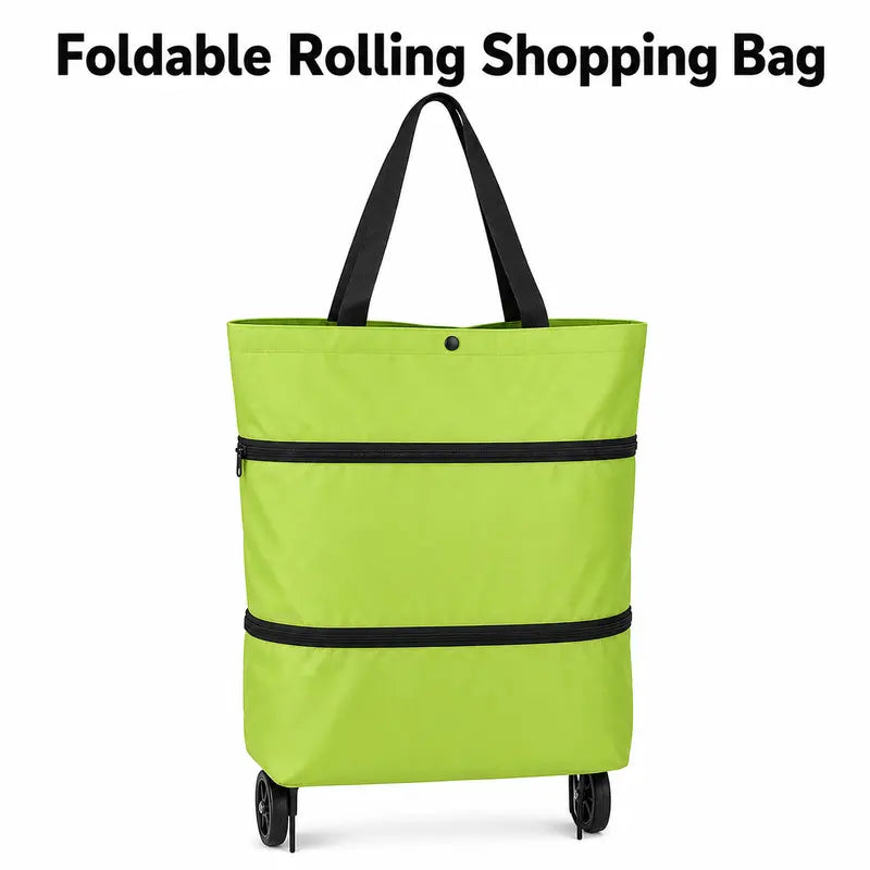 Foldable Rolling Shopping Bag with Wheels, Reusable Grocery Tote Cart🧳