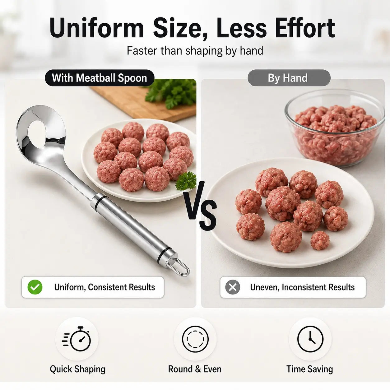 Stainless Steel Meatball Maker Spoon, Non‑Stick Meat Ball Extrusion Scoop 🍲