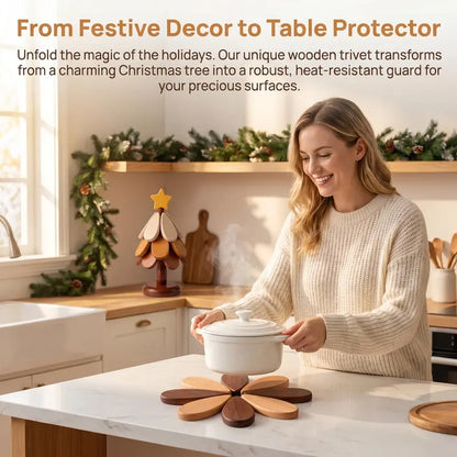 Wooden one tree coaster Solid wood home desktop decoration🎄