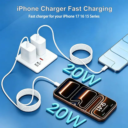 20W Super Fast USB-C Charger with 1M / 2M Type-C to C Cable Kit