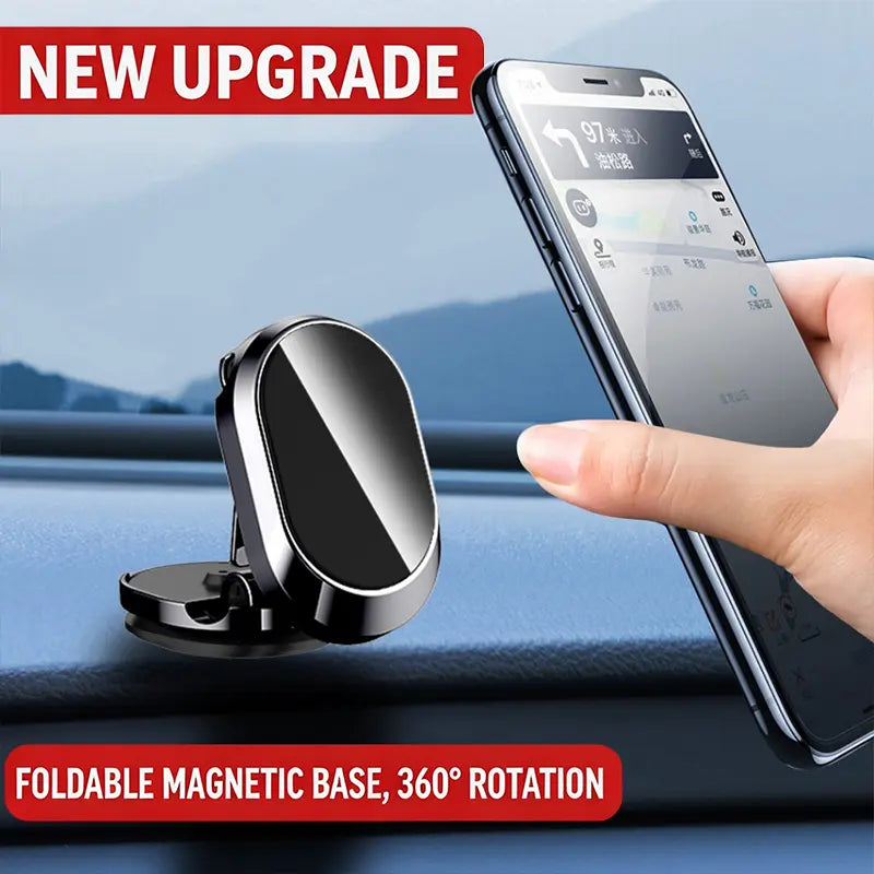 Foldable 360° Rotatable Metal Magnetic Car Phone Holder 🧲