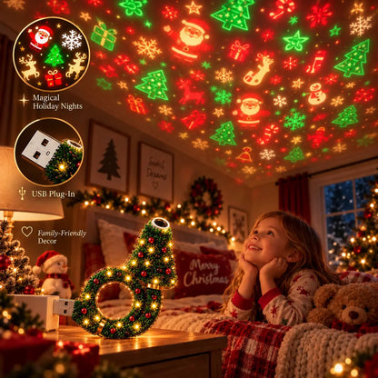 2026 New USB Plug-In Christmas Projector Night Light, 6+ Holiday Pattern Ceiling Lamp🎄