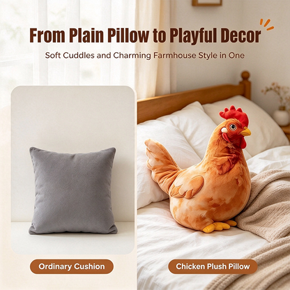 Chicken-Shaped Plush Pillow - Cute Hen Stuffed Animal, Realistic Look Home Decorative Cushion 🐔