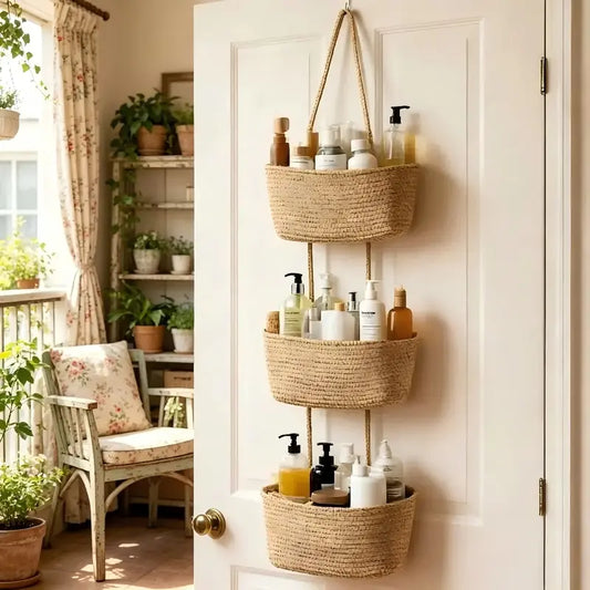 Woven cotton 3-Tier Over the Door Basket🧺