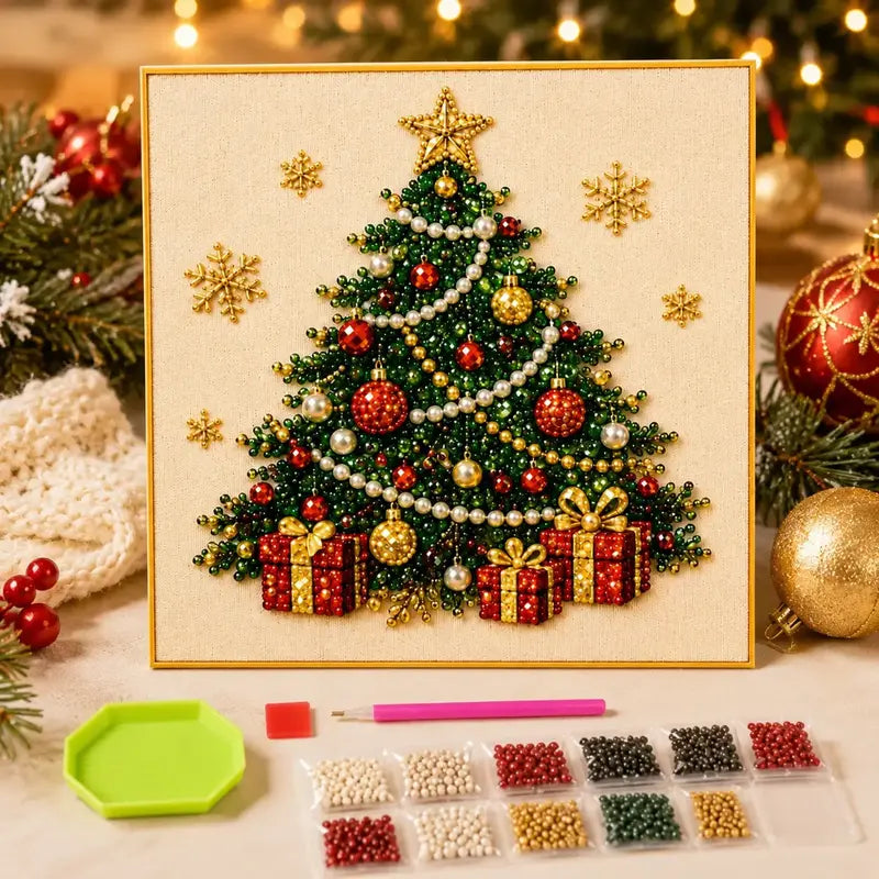 Frameless 3D Beaded Christmas Pearl Diamond Painting🌲