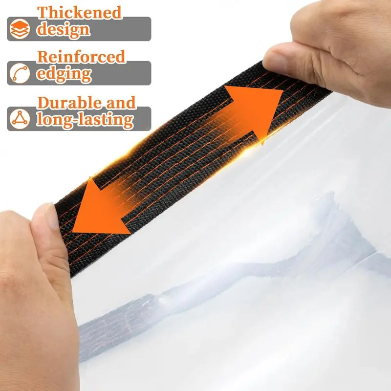 Reinforced edge construction of clear outdoor tarp