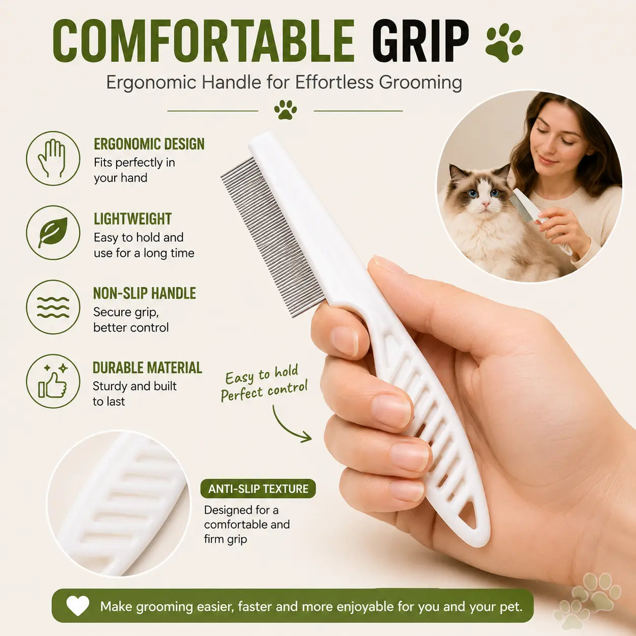 Pet Face Comb Set for Cats & Dogs, Fine Tooth Stainless Steel Grooming Comb🐱🪮