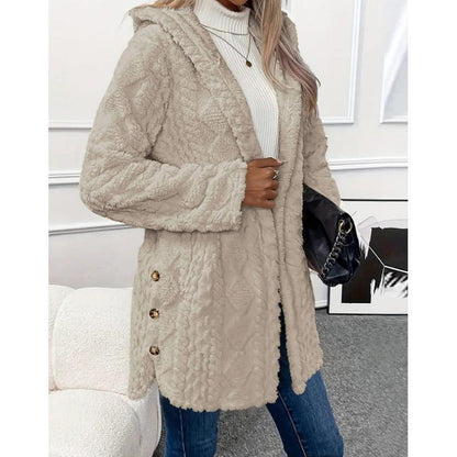 Women's Hooded Double-Sided Fleece Cardigan Long Sleeve Casual Warm Outerwear 🧥