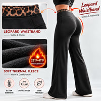 1PK Fleece: Black Leopard Print Waistband Pants