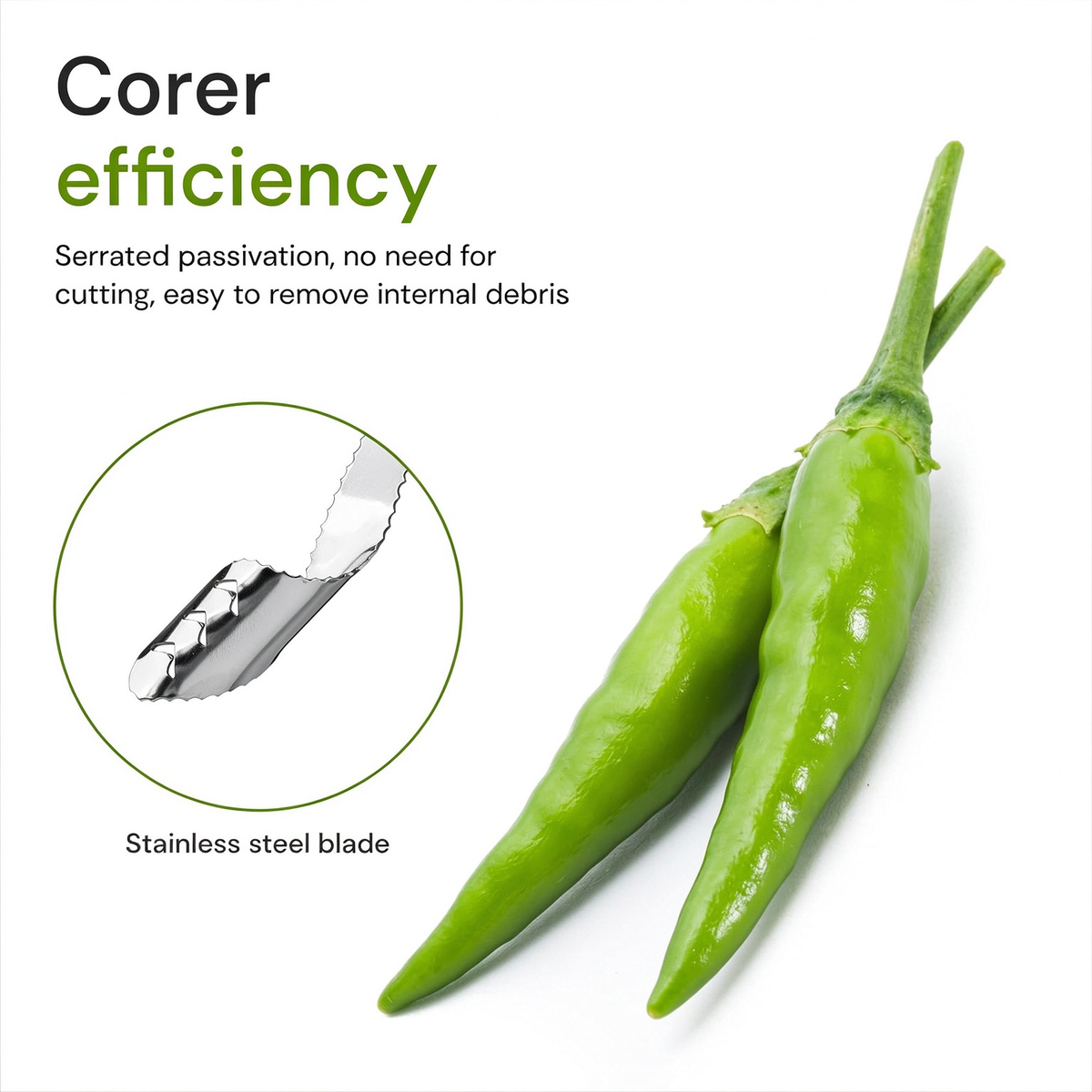 Stainless Steel Pepper Corer Seed Remover Tool, Chili Bell Pepper Core Deseeder 🌶️