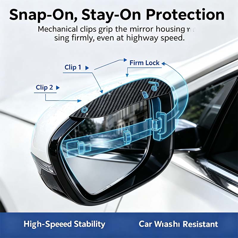 One Pair Snap-On Mirror Rain Visor Eyebrows, Waterproof Carbon Fiber Auto Exterior 🚗