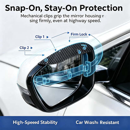 One Pair Snap-On Mirror Rain Visor Eyebrows, Waterproof Carbon Fiber Auto Exterior 🚗
