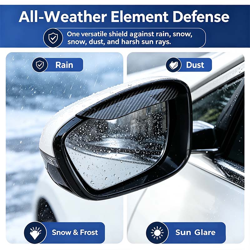 One Pair Snap-On Mirror Rain Visor Eyebrows, Waterproof Carbon Fiber Auto Exterior 🚗