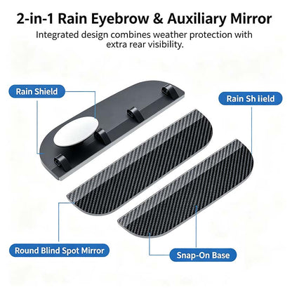 One Pair Snap-On Mirror Rain Visor Eyebrows, Waterproof Carbon Fiber Auto Exterior 🚗