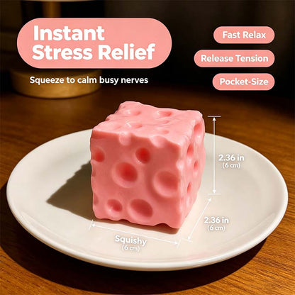 Cheese Cube Squishy Toy - Soft Moldable Petroleum Jelly-Filled Squeeze Ball🧀
