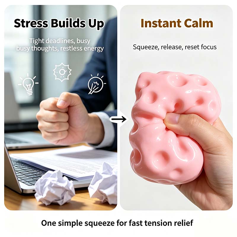 Cheese Cube Squishy Toy - Soft Moldable Petroleum Jelly-Filled Squeeze Ball🧀