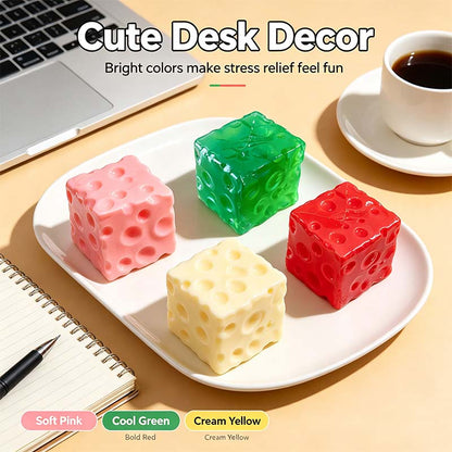 Cheese Cube Squishy Toy - Soft Moldable Petroleum Jelly-Filled Squeeze Ball🧀