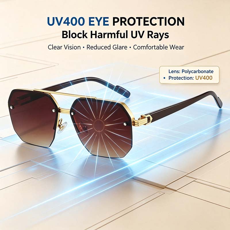 Unisex Retro Square Sunglasses - 1 Pair Polycarbonate Semi-Rimless Double Beam🕶️