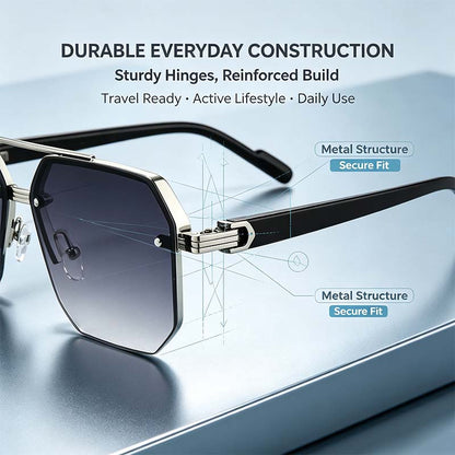 Unisex Retro Square Sunglasses - 1 Pair Polycarbonate Semi-Rimless Double Beam🕶️