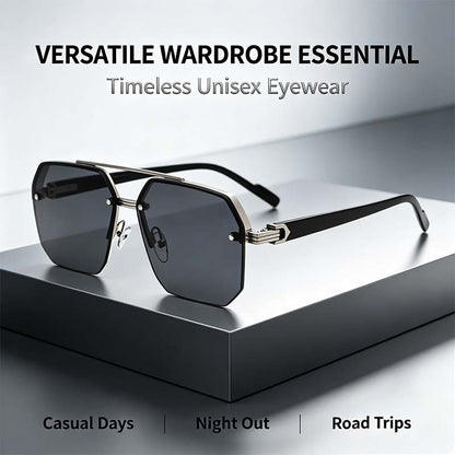 Unisex Retro Square Sunglasses - 1 Pair Polycarbonate Semi-Rimless Double Beam🕶️