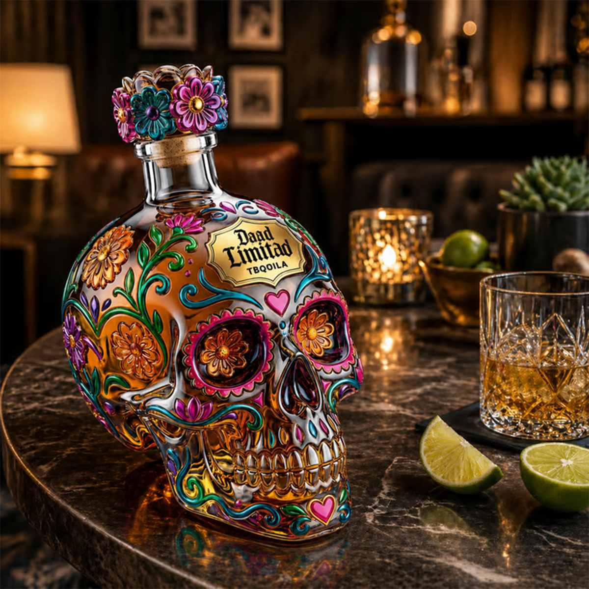 💀 Day of the Dead Style Tequila Decanter Bottle