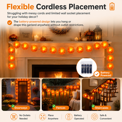 3M Mexican Marigold LED String Lights, 20 Flashing Orange Cempasuchil Style Garland, Battery-Powered🌼✨