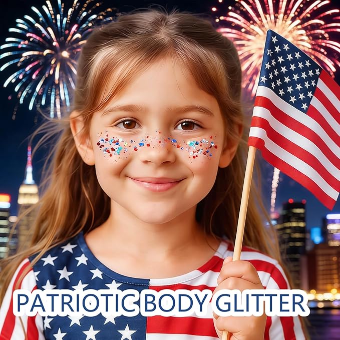 🇺🇸4th of July Red White & Blue Glitter Stick✨