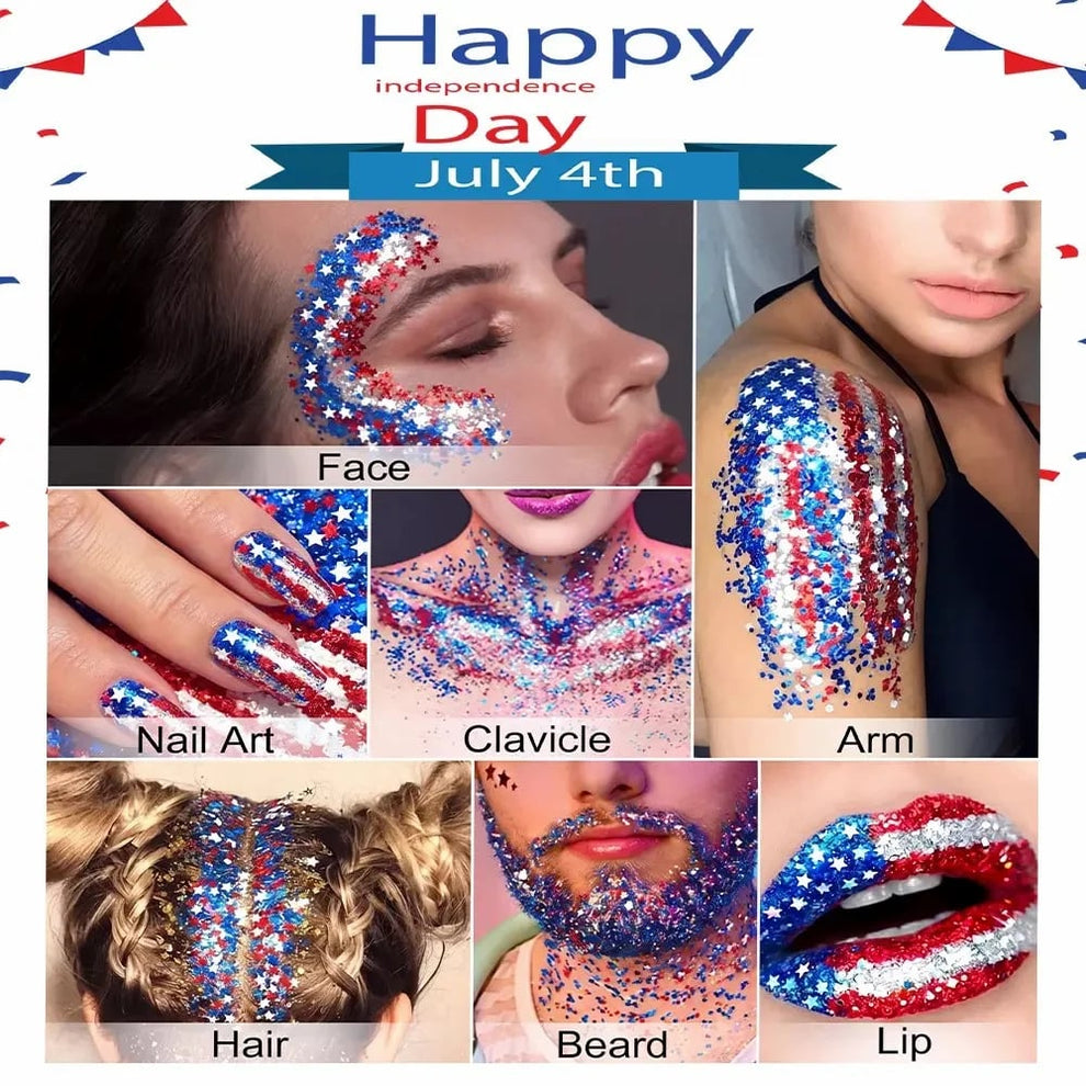 🇺🇸4th of July Red White & Blue Glitter Stick✨