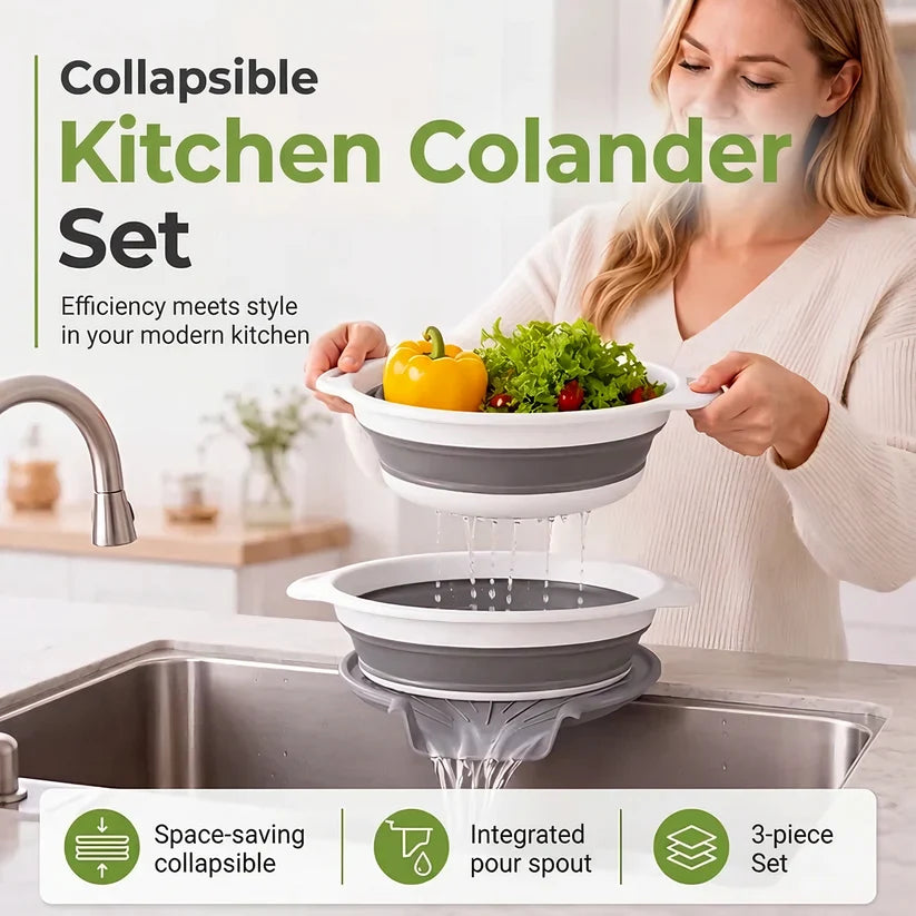 Colanders 3-Pack Sturdy Kitchen Strainer Set🥗