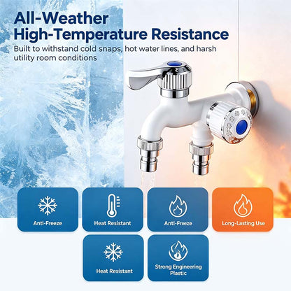 Dual Outlet Washing Machine Plastic Faucet, 1 In 2 Out Water Plastic Tap🚰