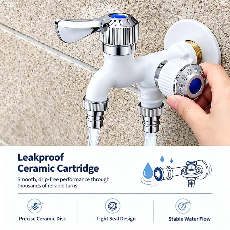 Dual Outlet Washing Machine Plastic Faucet, 1 In 2 Out Water Plastic Tap🚰