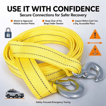 Car Tow Strap - 4m Length, 5-Ton Double-Layer Thick Off-Road Towing Recovery Strap 🚗