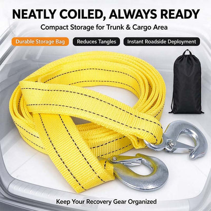 Car Tow Strap - 4m Length, 5-Ton Double-Layer Thick Off-Road Towing Recovery Strap 🚗