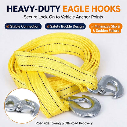 Car Tow Strap - 4m Length, 5-Ton Double-Layer Thick Off-Road Towing Recovery Strap 🚗