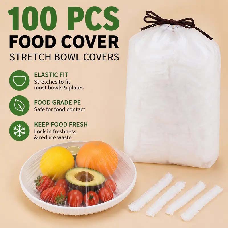 100PCS Disposable Stretch Food Covers for Bowls & Plates🥡