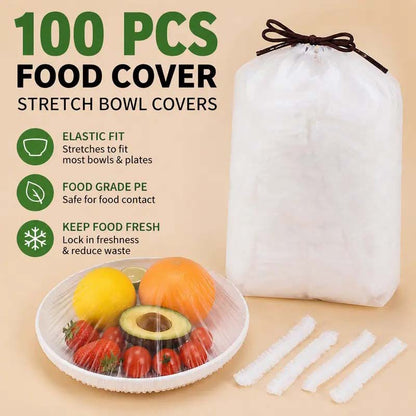 100PCS Disposable Stretch Food Covers for Bowls & Plates🥡