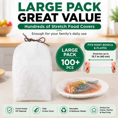 100PCS Disposable Stretch Food Covers for Bowls & Plates🥡