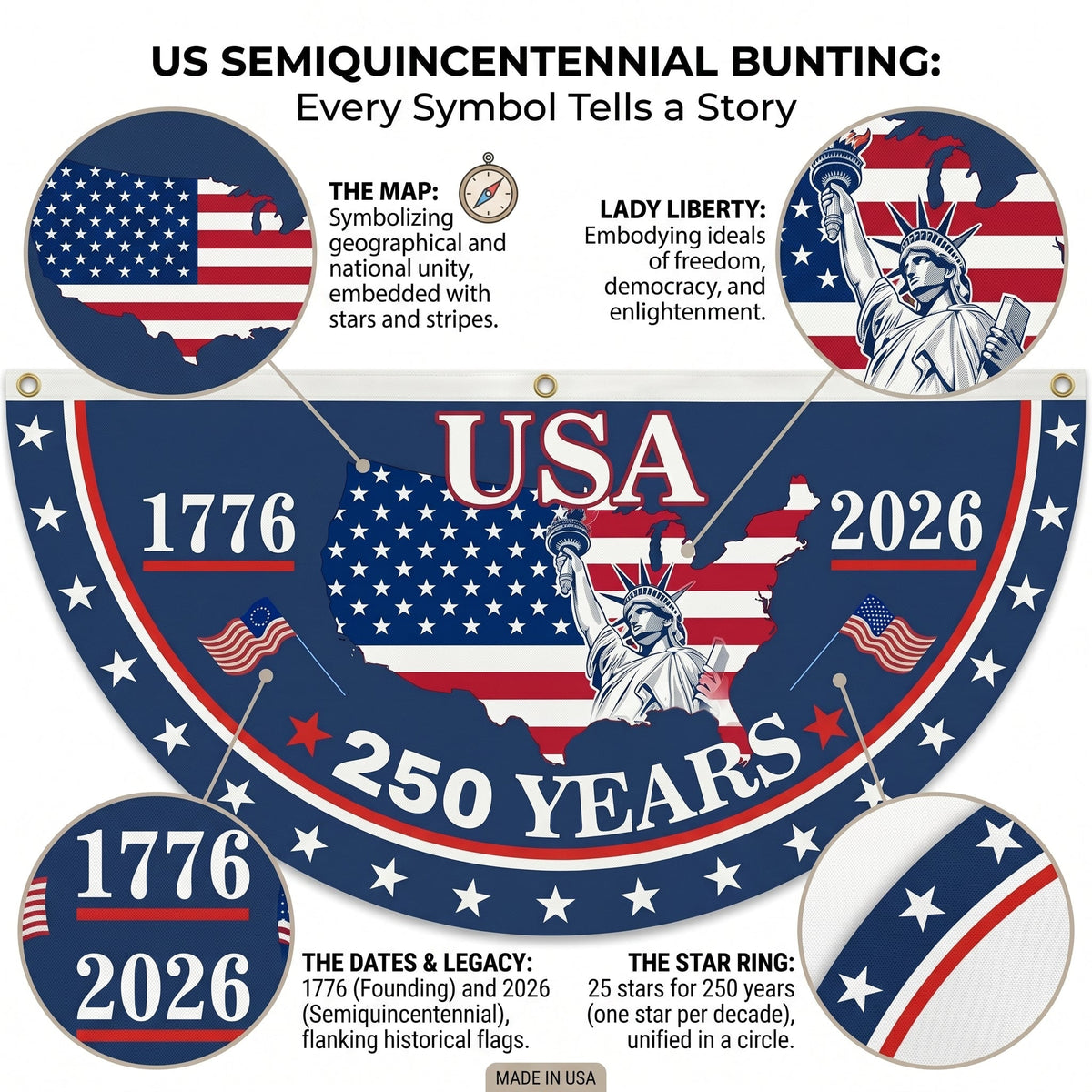 USA 250 Years Celebration Hanging Flag🎊
