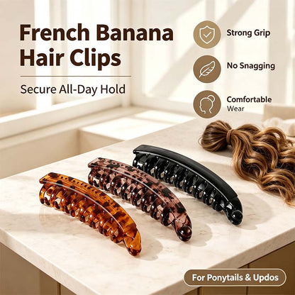 3 PCS Banana Hair Clips for Women, Cute and Stylish French Hair Claw Clips🎀