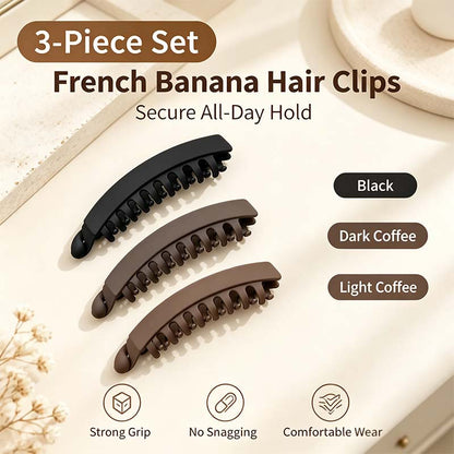 3 PCS Banana Hair Clips for Women, Cute and Stylish French Hair Claw Clips🎀