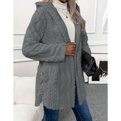Women's Hooded Double-Sided Fleece Cardigan Long Sleeve Casual Warm Outerwear 🧥