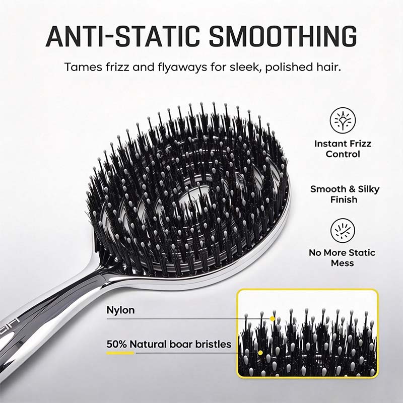 Anti-Static Hollow Round Bristle Brush - Massaging Design💇‍♀️✨