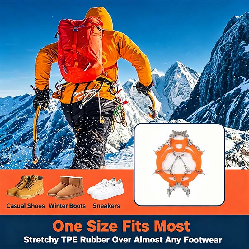 Ice Cleats for Shoes and Boots, Lightweight Crampons Anti-Slip Traction Snow Grips👢