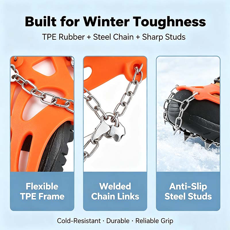 Ice Cleats for Shoes and Boots, Lightweight Crampons Anti-Slip Traction Snow Grips👢