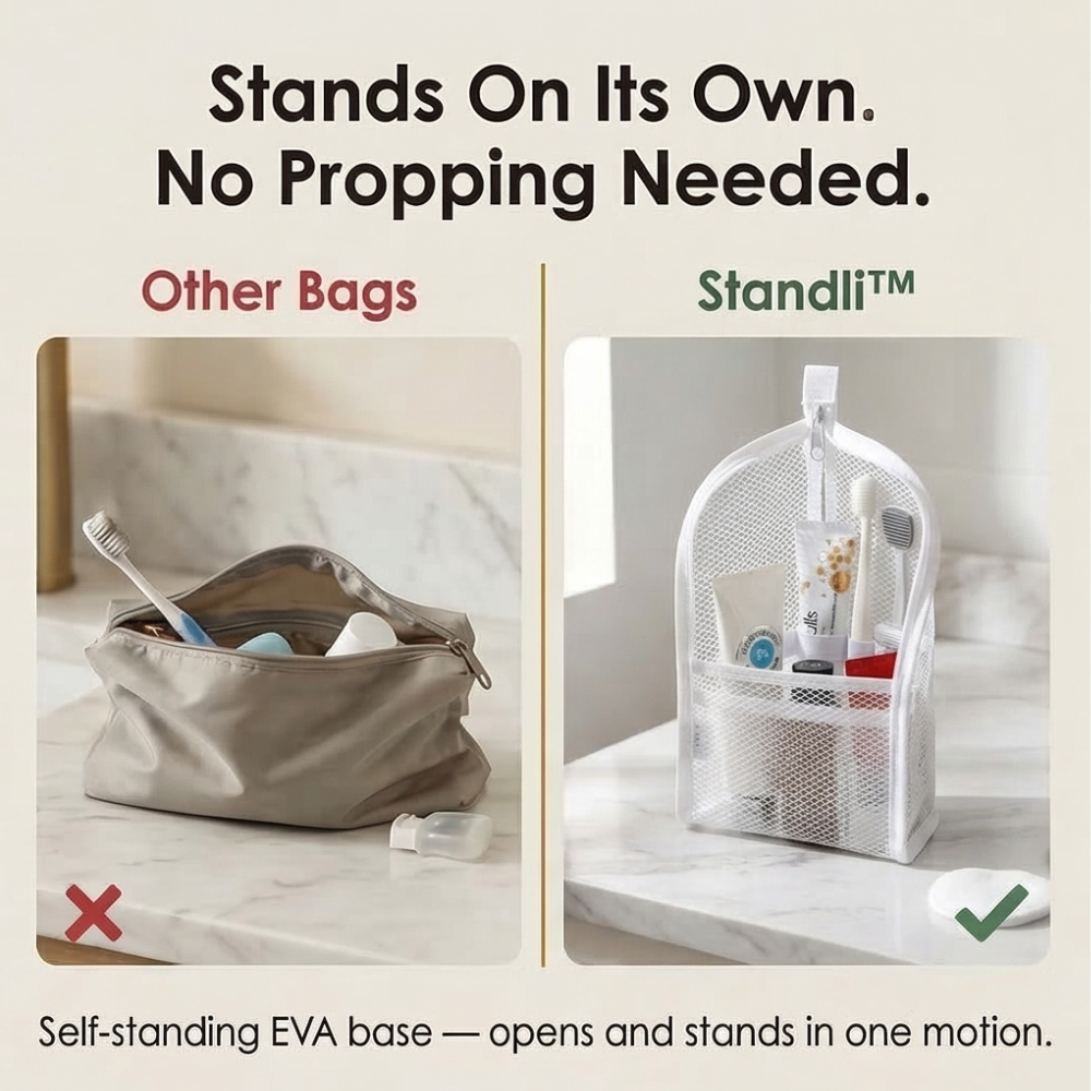 Standing Toiletry Bag Waterproof Foldable Travel Makeup Organizer🎒